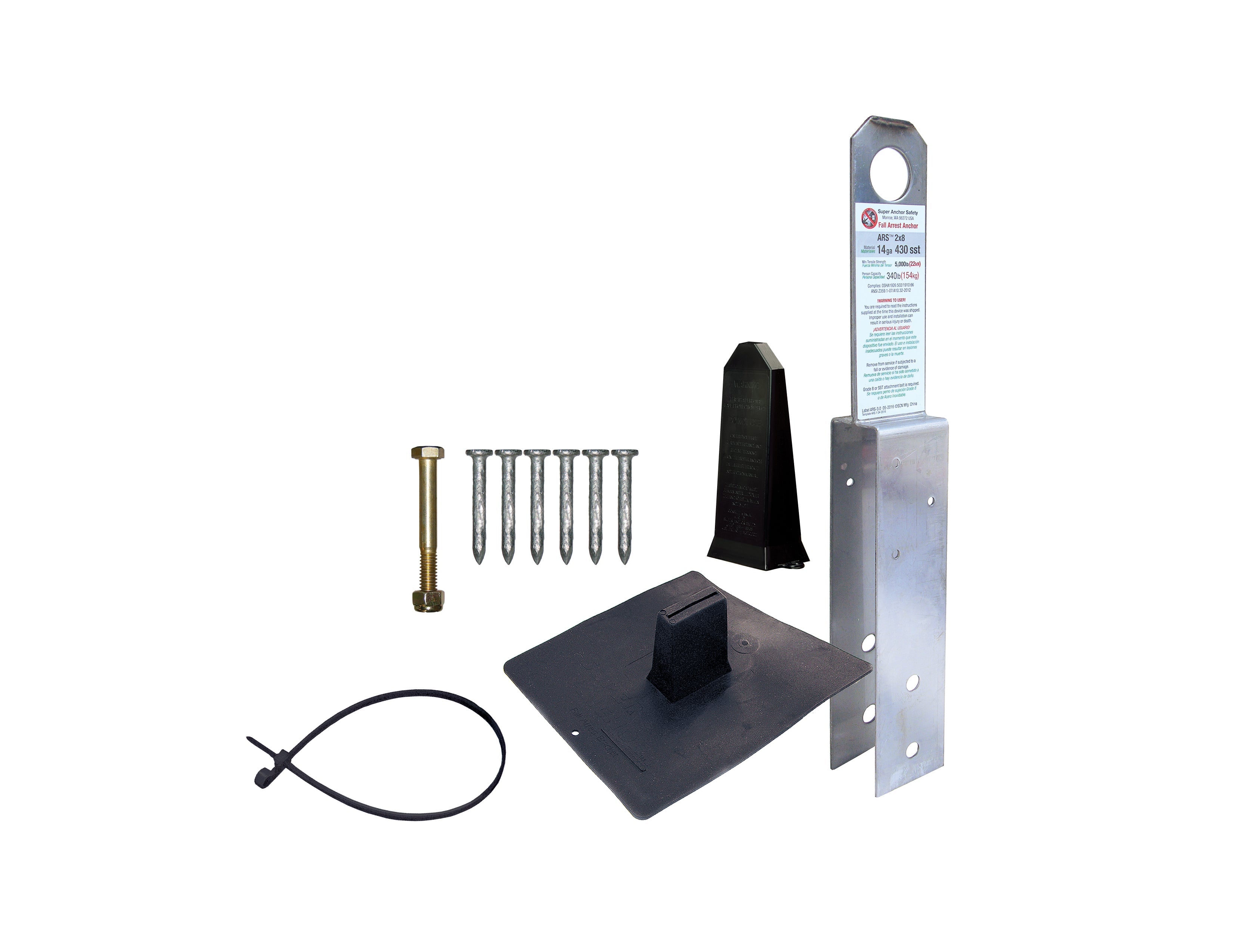 Super Anchor ARS 2x8 Anker-Kit, Masse verpackt für Truss Plant Install. 14 Gauge 430 Edelstahl 1001-B