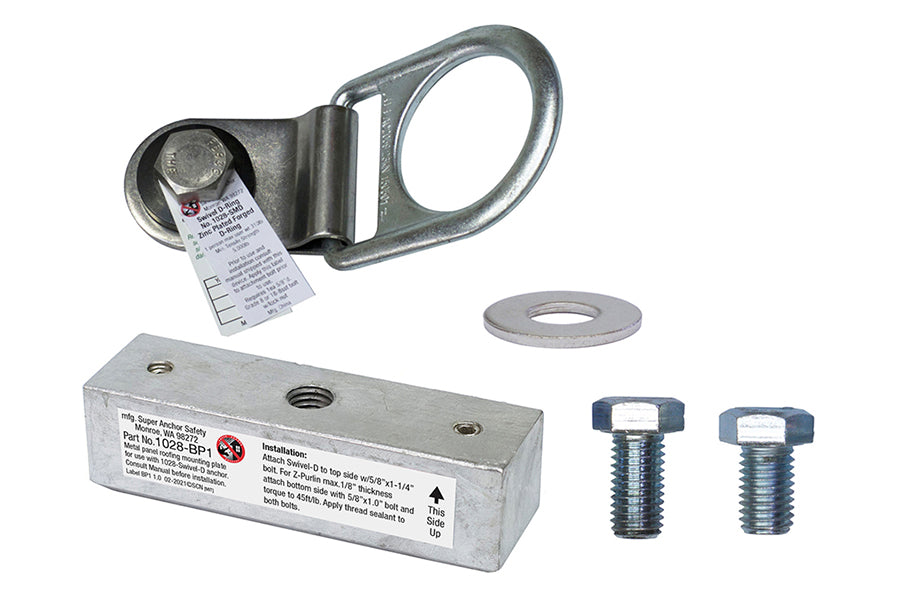 Super Anchor Swivel-D Anchor Z-Purlin Install Kit für Gebäude mit Metalldach - Permanent Install - 1028-BPZK