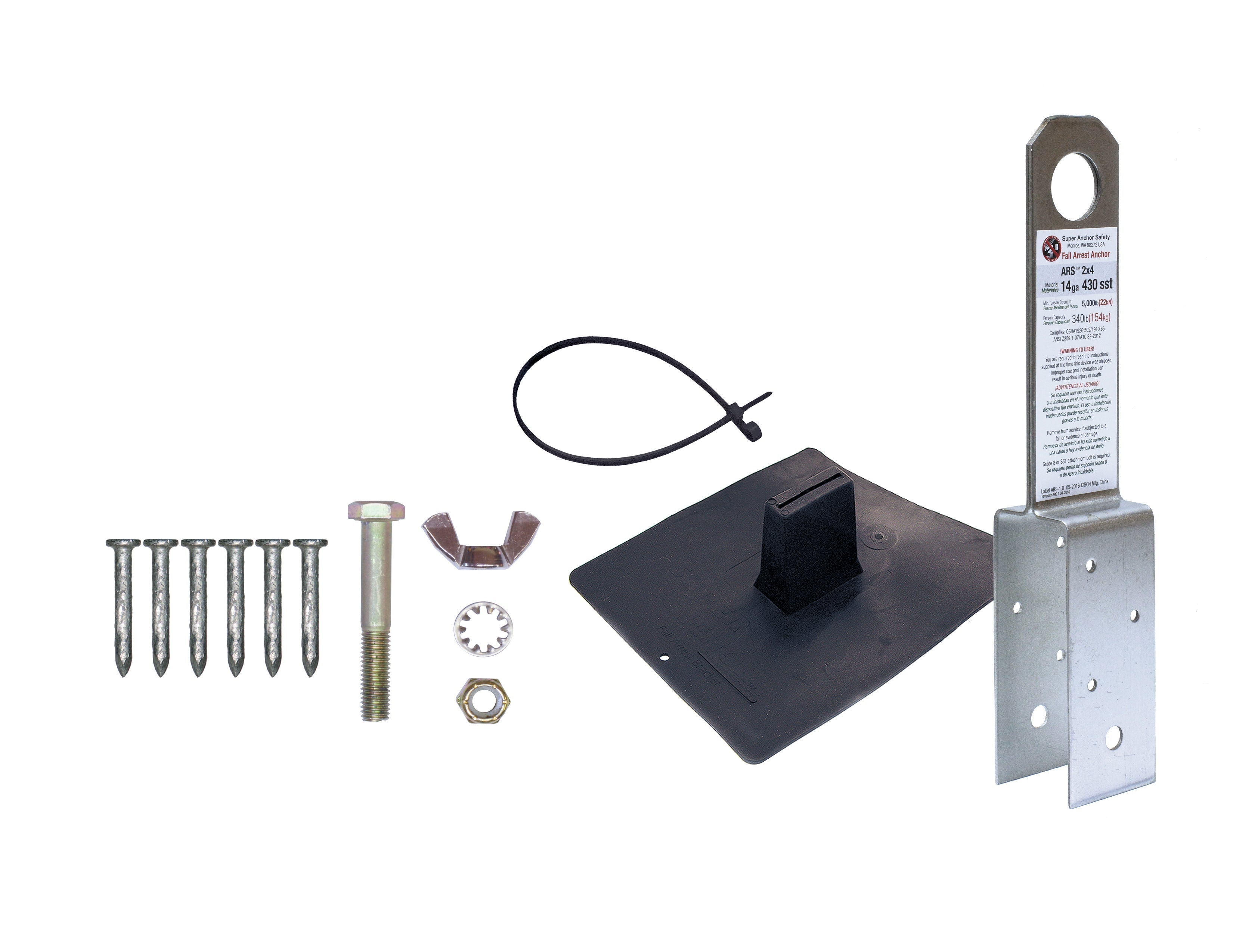 Super Anchor ARS 2x4 Anker-Kit, Masse verpackt für Truss Plant Install. 14 Gauge 430 SST 1030-B