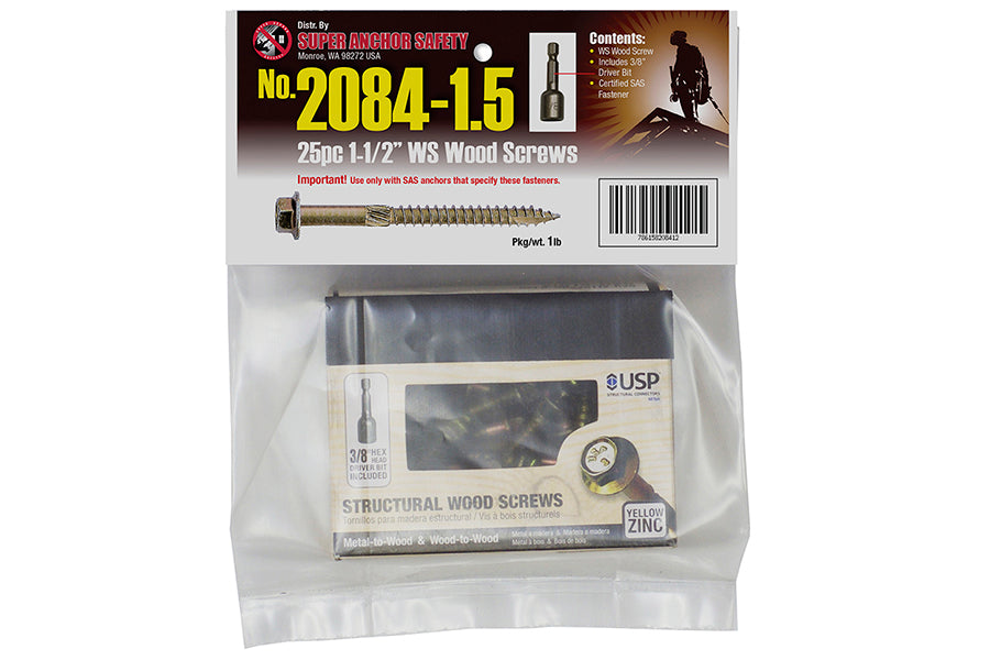 Super Anchor Safety Hex Head WS Screw w / 3/8' Driver (25pc) - 2084
