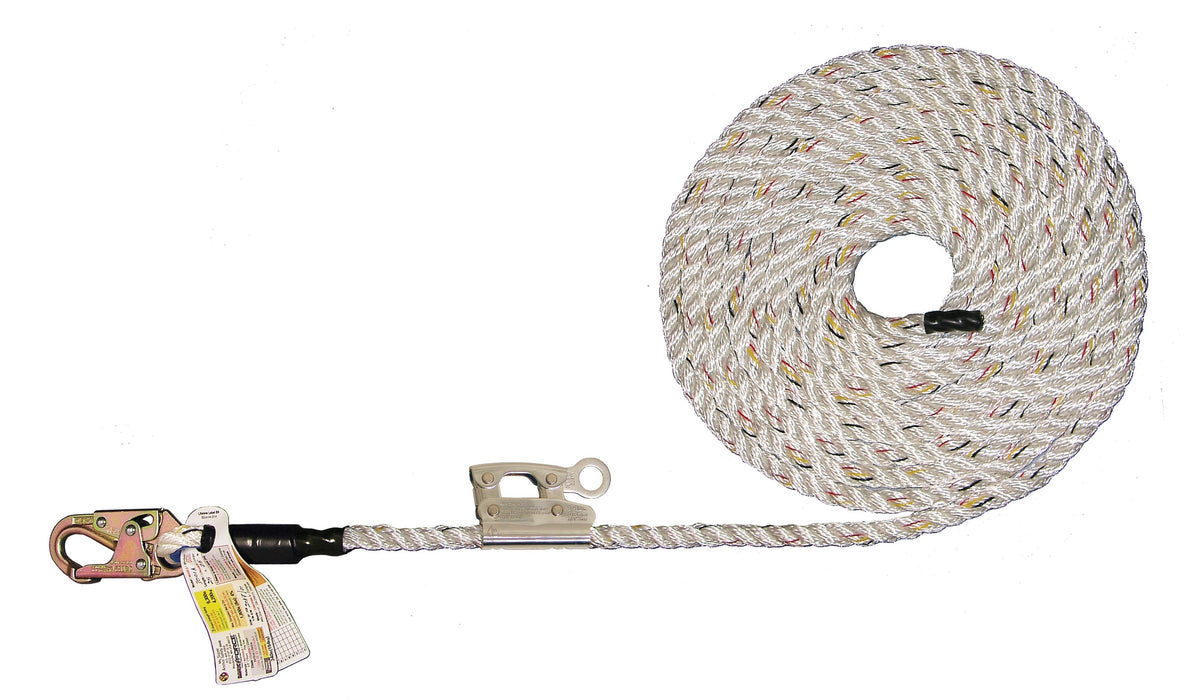 Super Anker 50' Wert 3 Strand Lifeline mit Snaphook & mechanisches Seil Grab 4023-50M