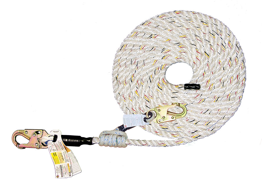 Super Anchor 25' 3-Strand Value LifeLine - Snaphook & NO Seil Grab 4020
