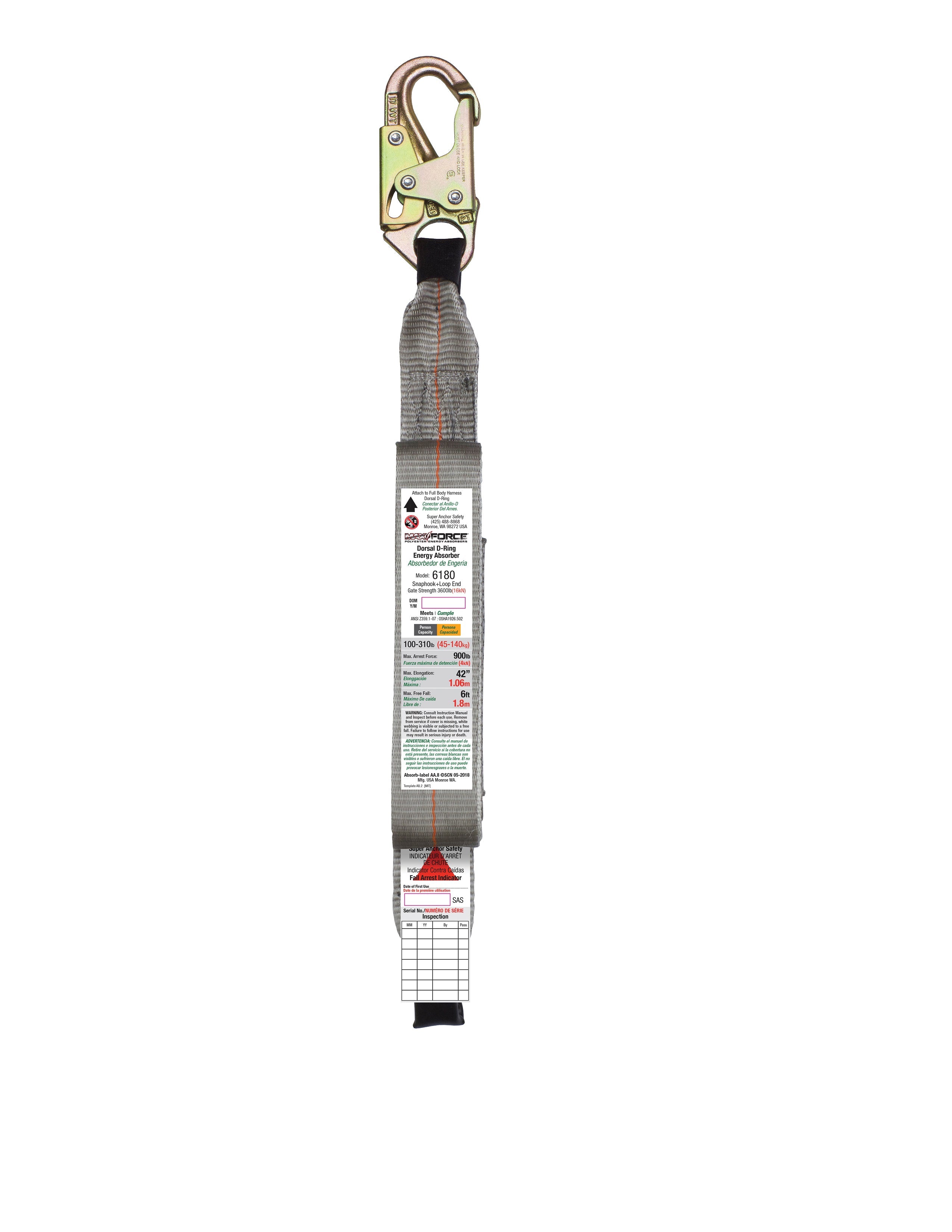 Superanker MAX Kraftenergieabsorber mit Snap Hook & Loop End 6180