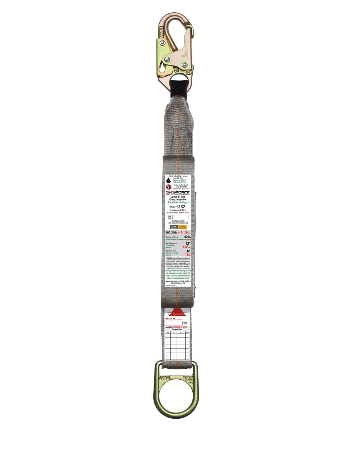 Superanker MAX Kraftabsorber mit Snap Hook & D-Ring 6182
