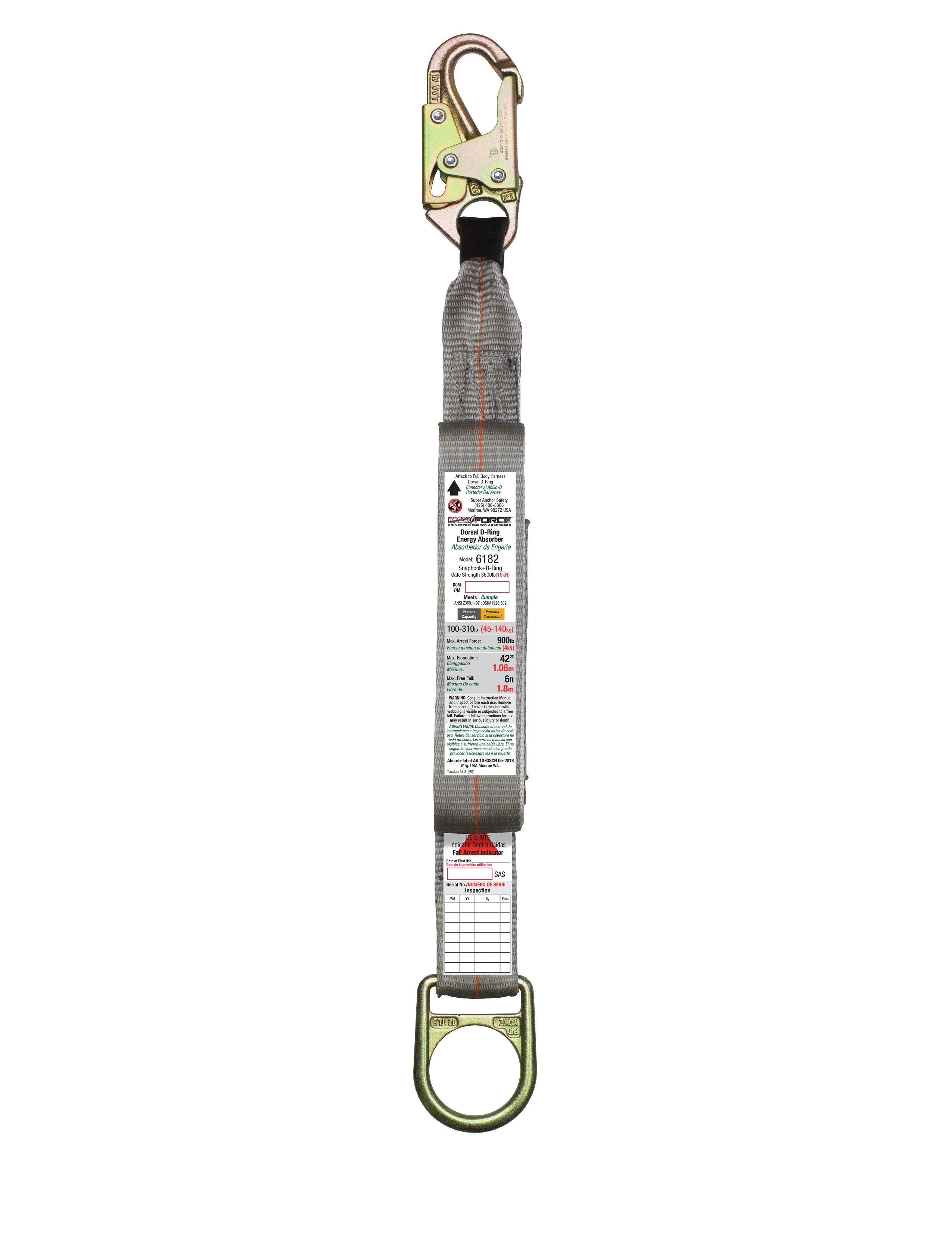 Superanker MAX Kraftabsorber mit Snap Hook & D-Ring 6182