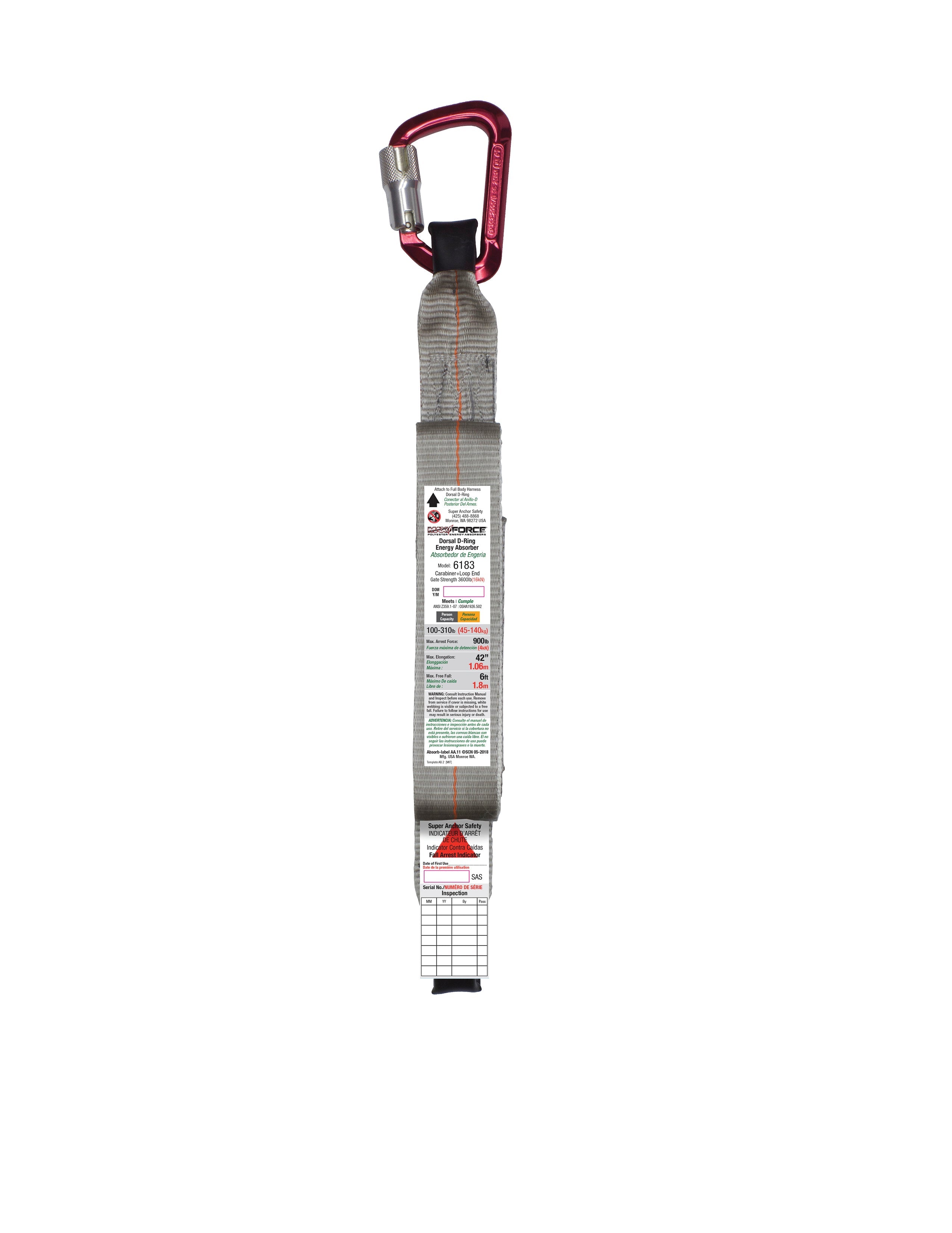 Superanker MAX Kraftabsorptionsmittel mit Aluminium Karabiner & Loop End 6183