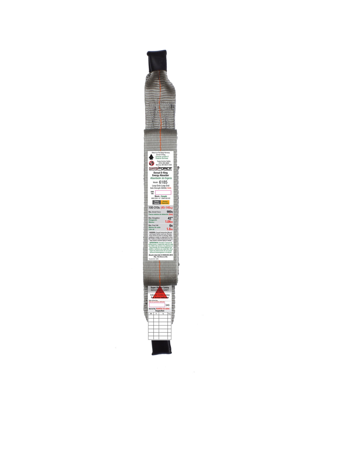 Superanker MAX Force Absorber mit Loop End und Loop End. Keine Steckverbinder 6185