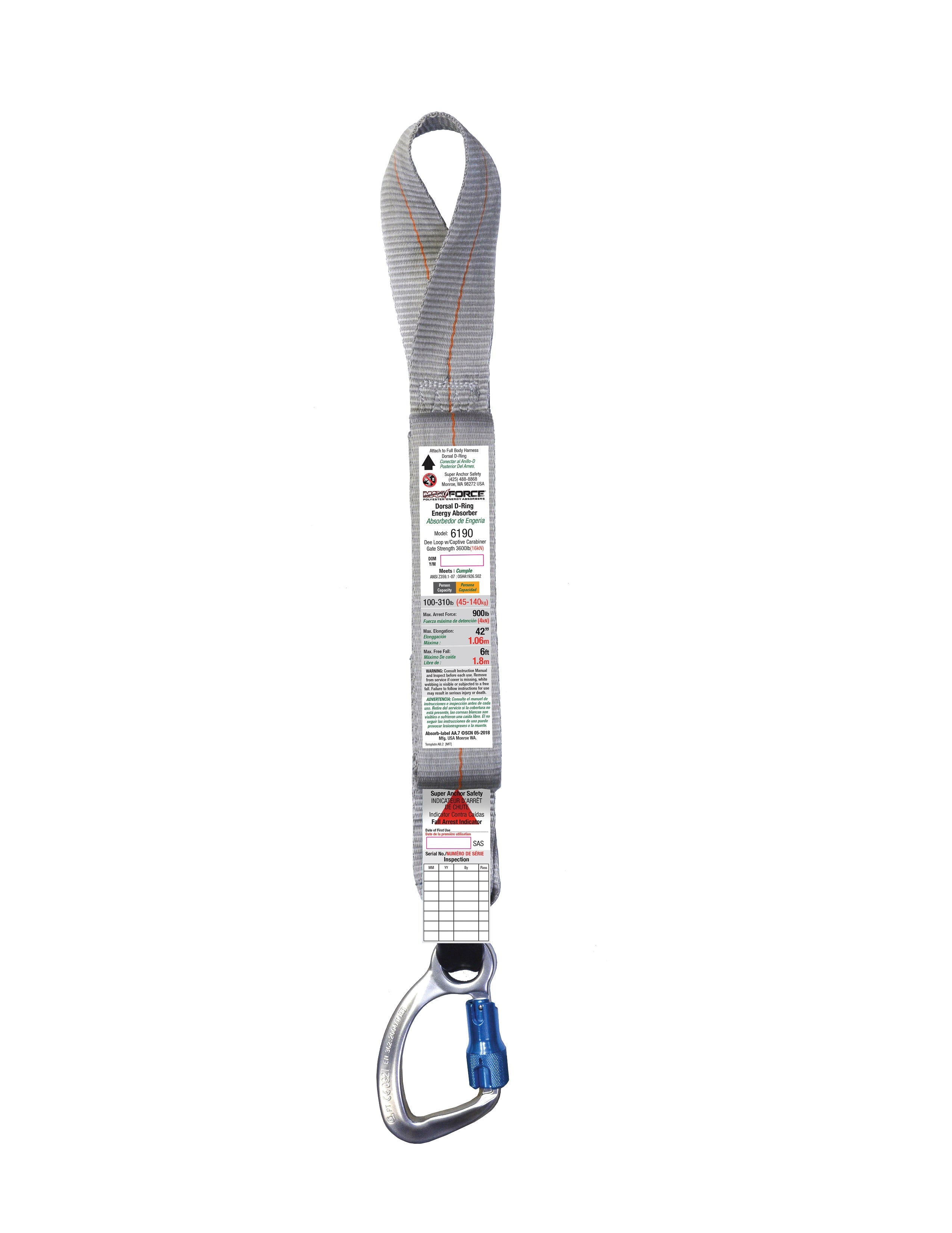 Superanker MAX Kraftabsorber mit Dee-Web & Captive Aluminium Carabiner 6190