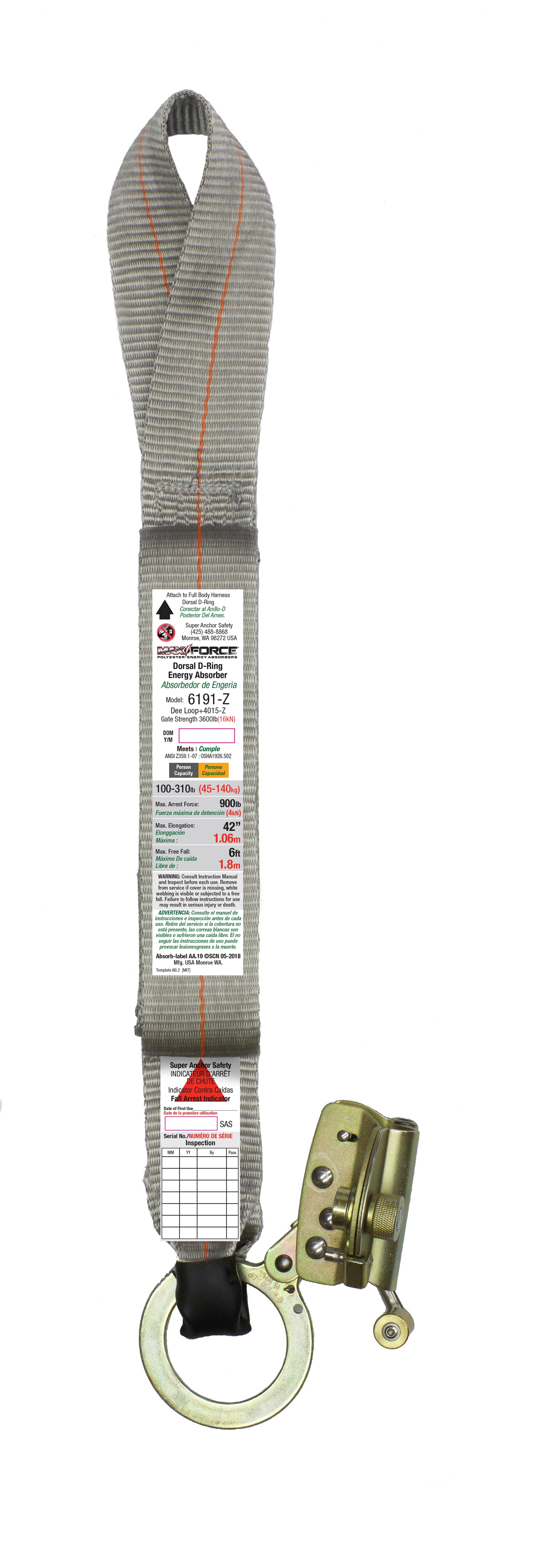 Super Anchor MAX Force Absorber mit Dee-Web & ADP Seil greifen Zink 6191-Z