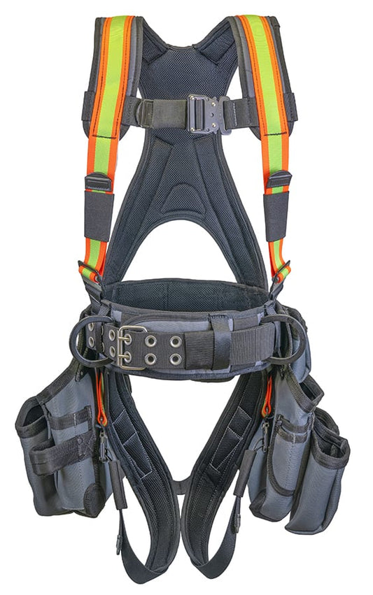 Super Anchor Safety Deluxe Fall Protection Harness Tool Bag Combo - Hi-Vis 6151H